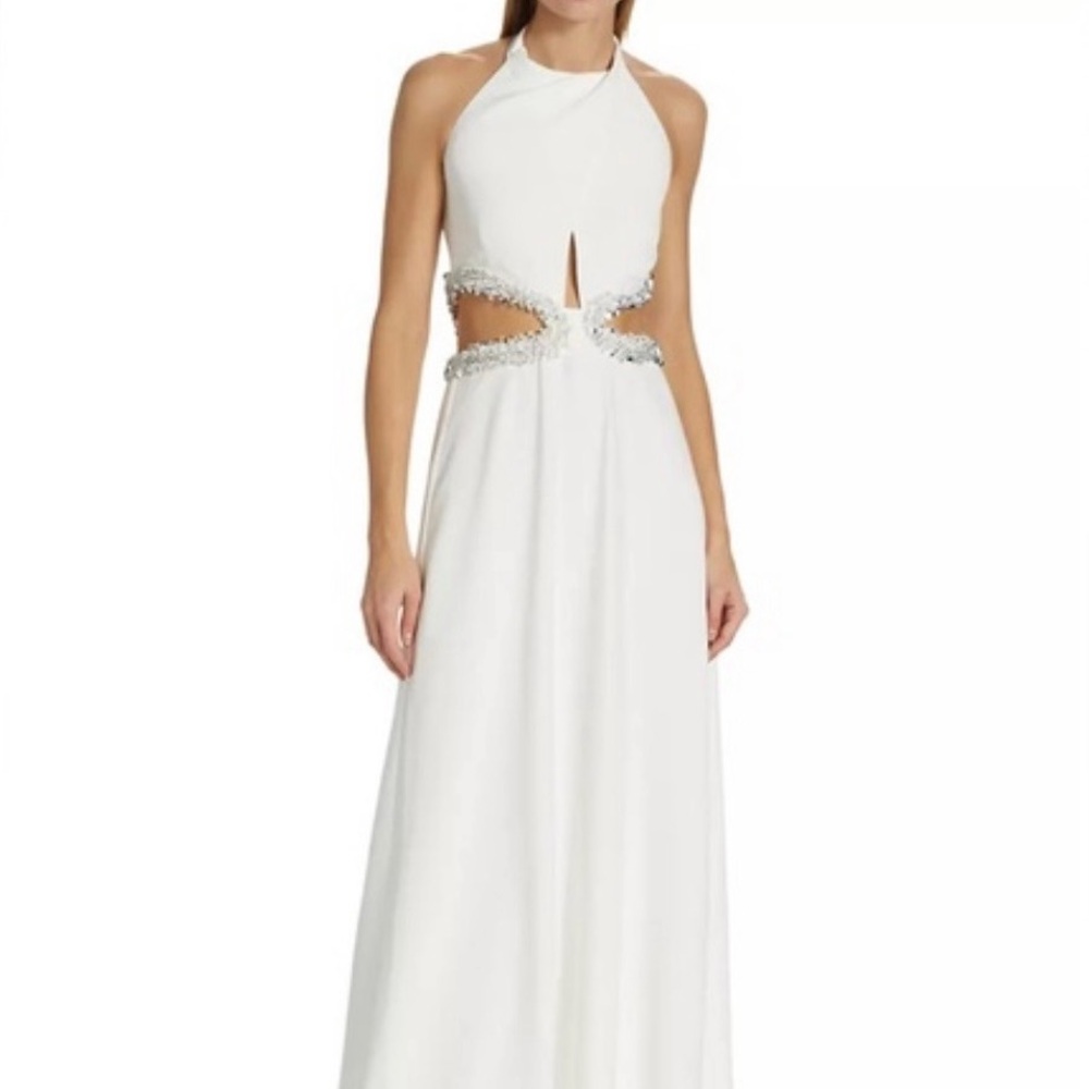 Elegant White Cutout Evening Gown